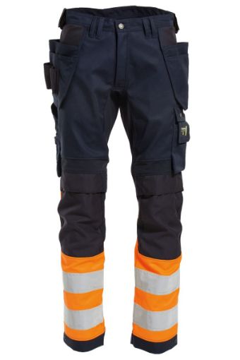 Picture of Hi-Vis Craftsman Stretch Trousers - Orange/Navy